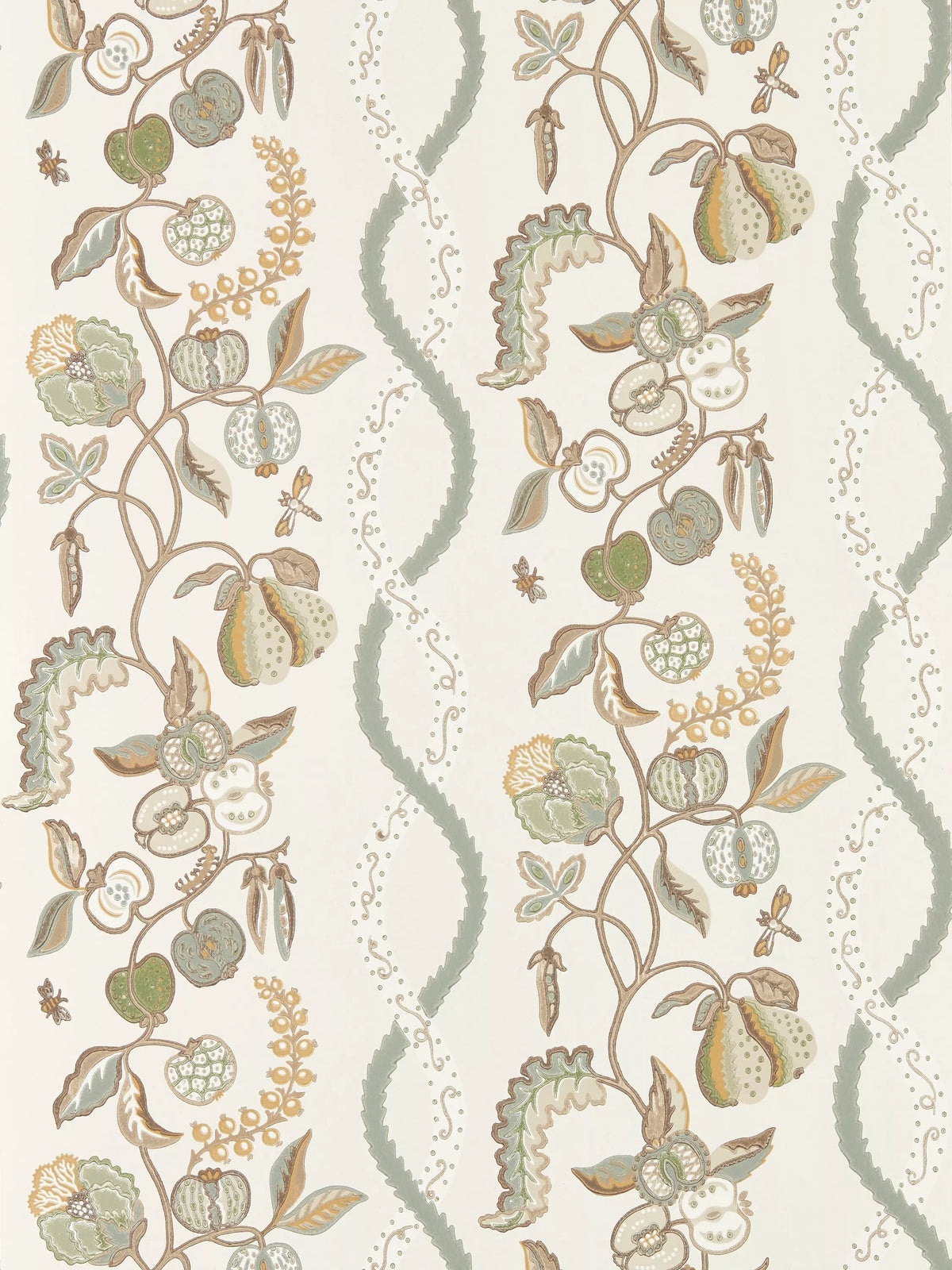 Sanderson Kitchen Garden design wallpaper with fruit and ribbon motif (British brand)