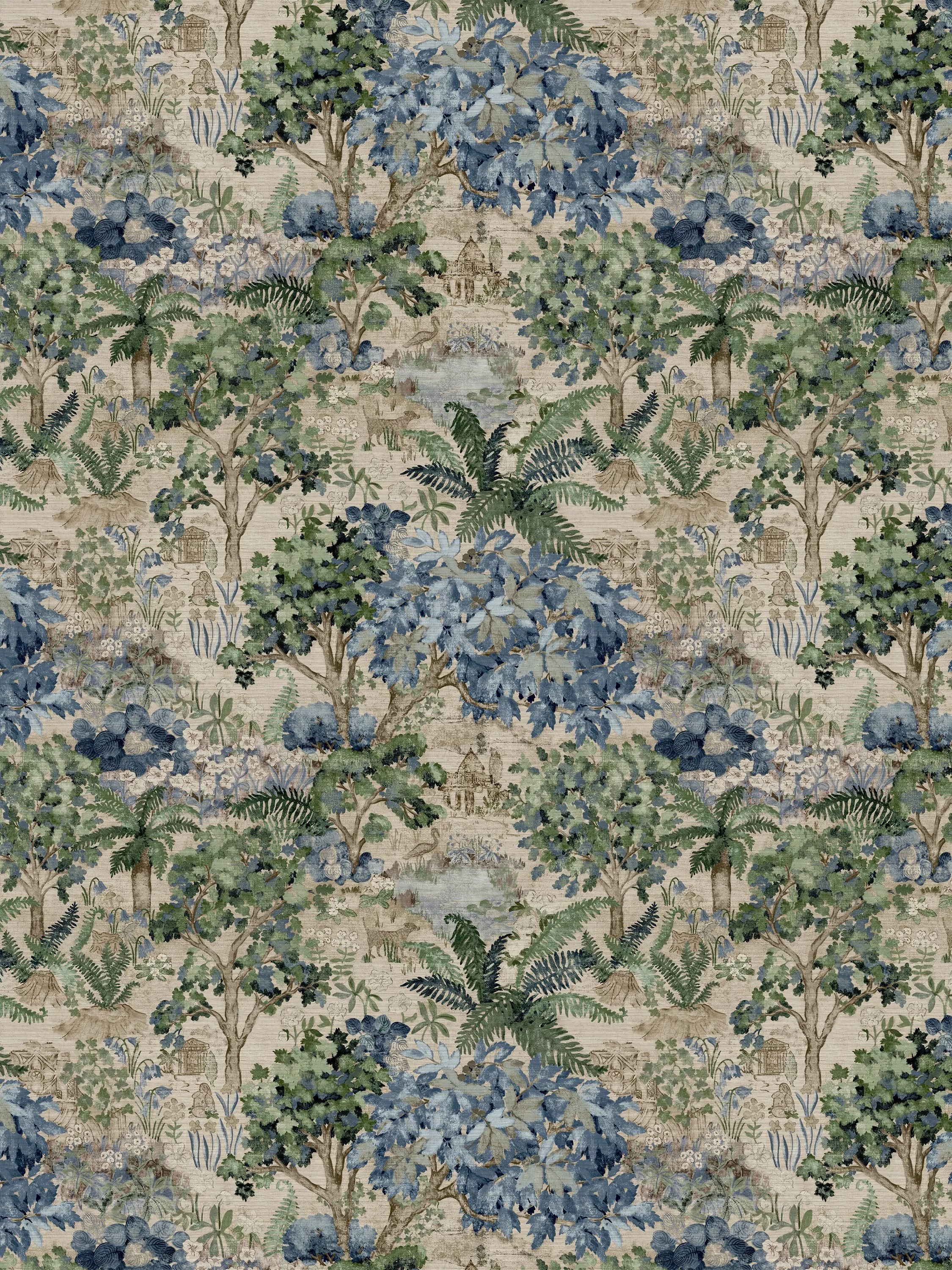 Sanderson woodland scene wallpaper mural with grass-cloth texture (British brand)