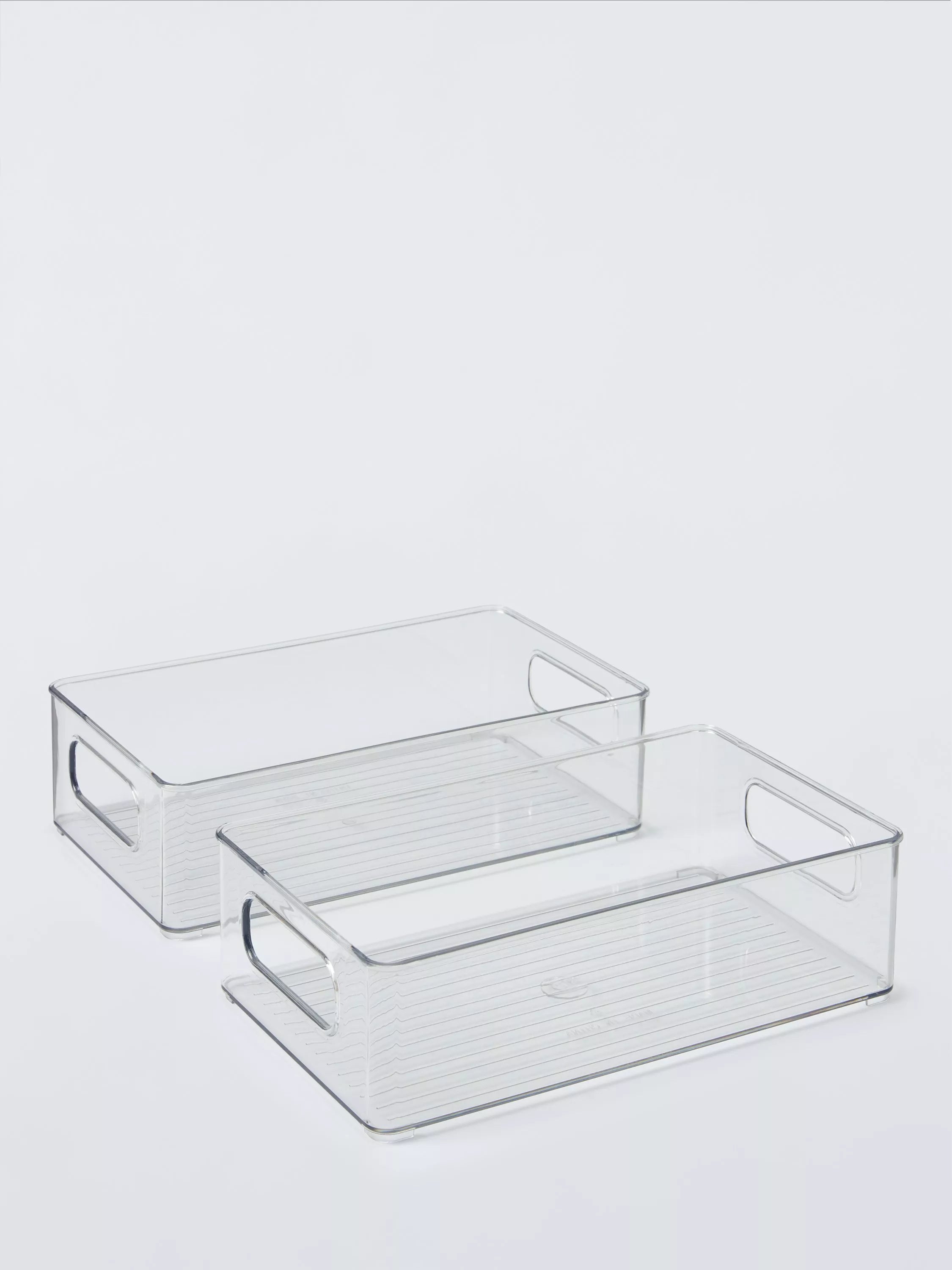 John Lewis clear plastic storage box, deep narrow, set of 2, UK version