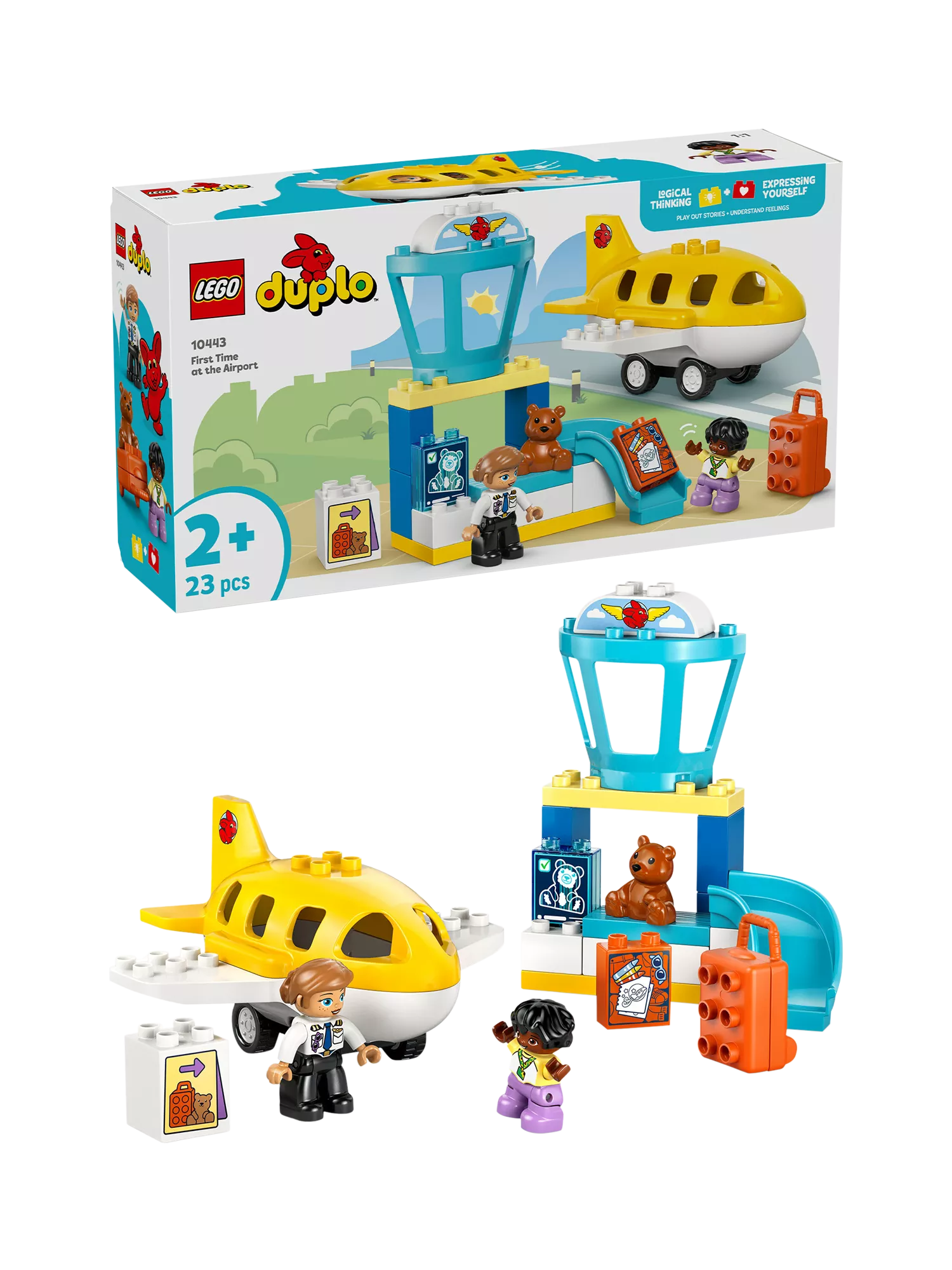 LEGO DUPLO airport playset for toddlers with figures and airplane, UK version