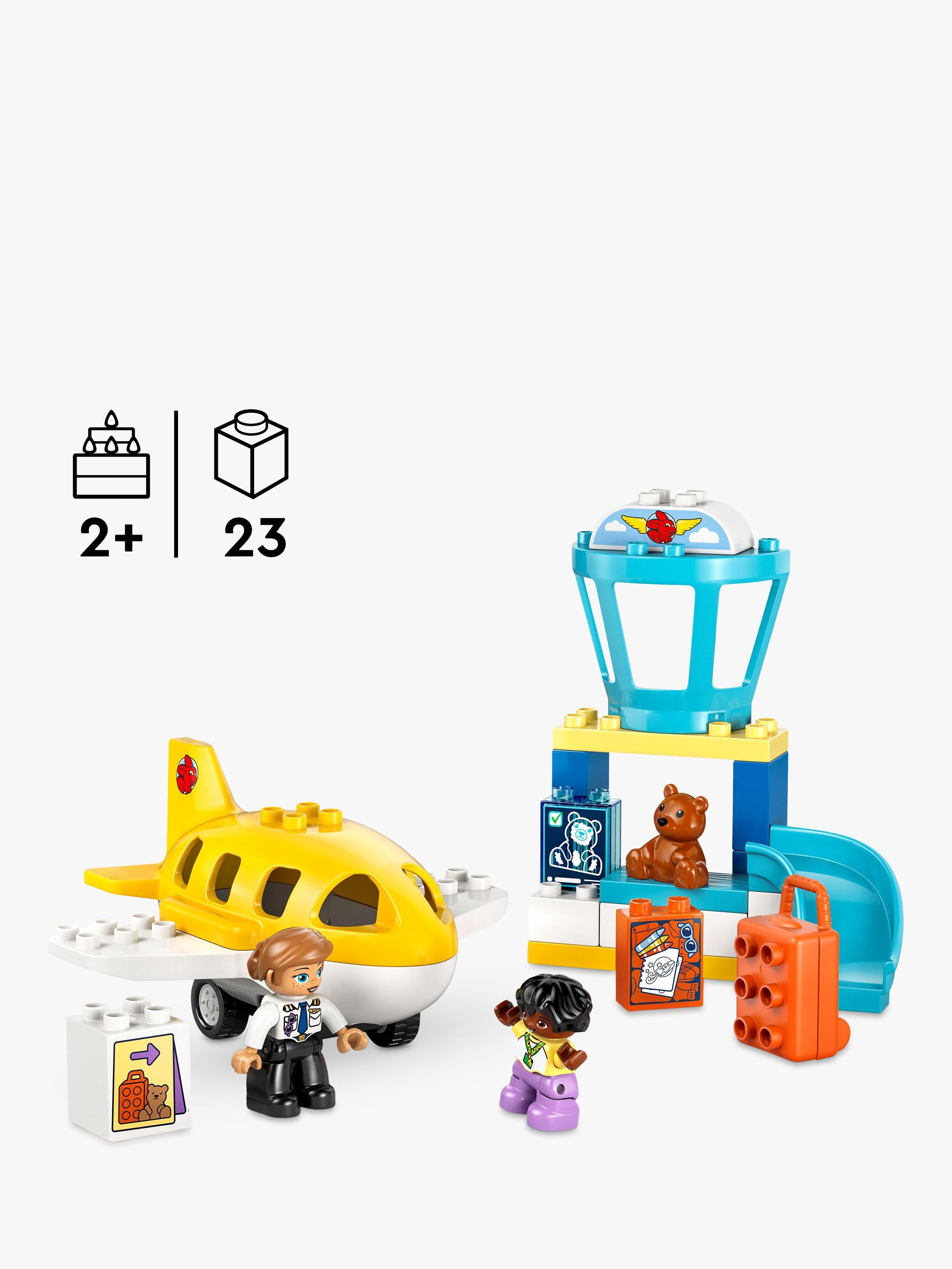 LEGO DUPLO airport playset for toddlers with figures and airplane, UK version