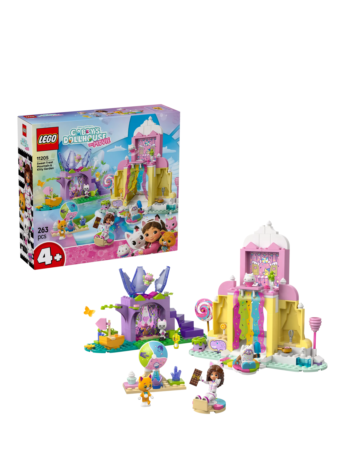 Lego Gabby's Dollhouse Sweet Treat Mountain & Kitty Garden building set 263 pieces, UK version