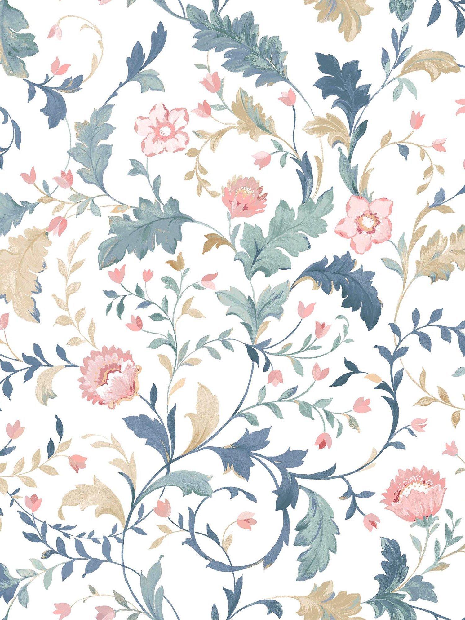 Laura Ashley Litton wallpaper in dusky seaspray, UK version