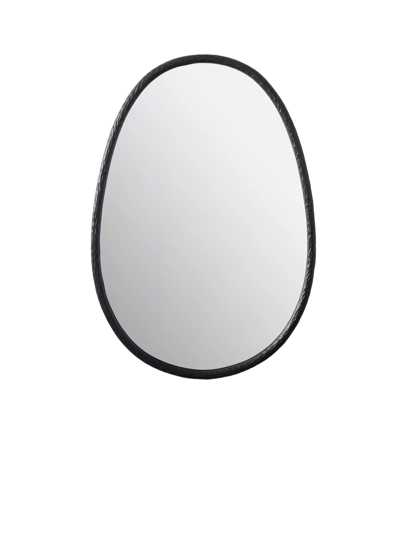 West Elm oval metal wall mirror in dark bronze, 117x81cm (British brand)