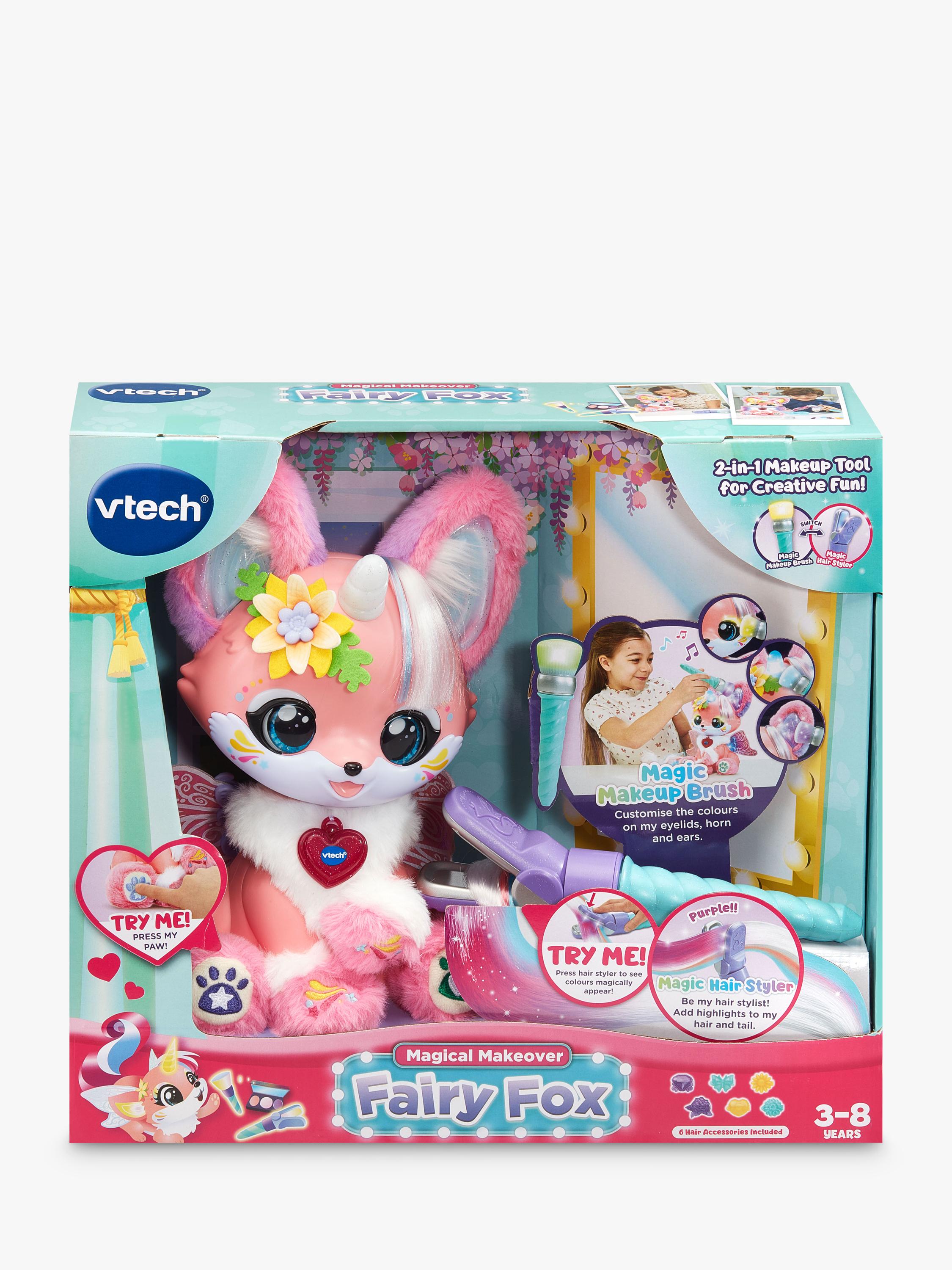 VTech magical makeover fairy fox toy with 2-in-1 makeup brush and hair straightener (British brand)