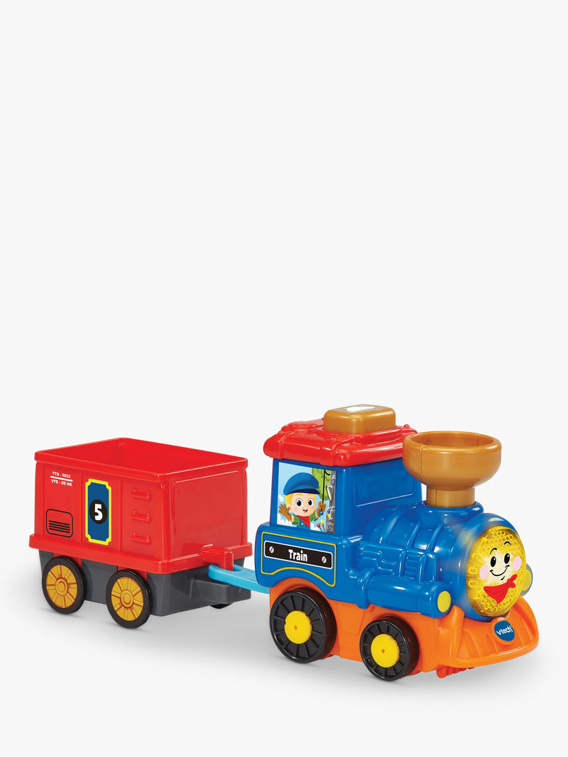 VTech interactive cargo train toy with light-up button and sound effects (British brand)