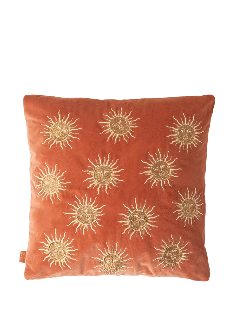 Elizabeth Scarlett Sun Goddess Rust cushion - British product