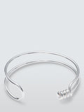 Wrap End Double Band Cuff Bangle - Silver