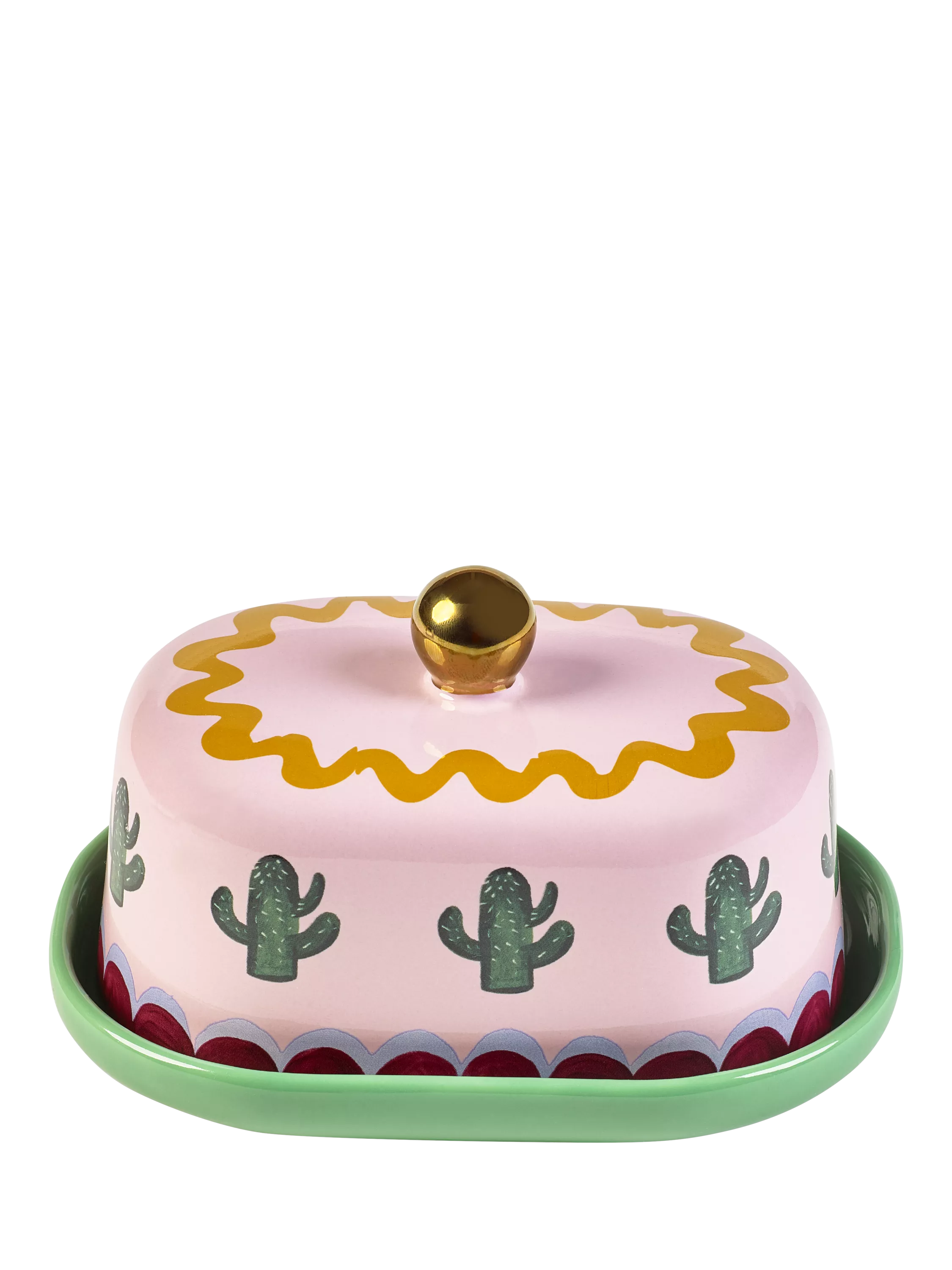 Eleanor Bowmer Electric Coast stoneware butter dish in Multi design - British product