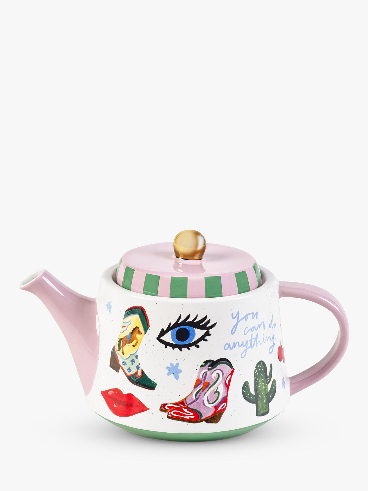 Stoneware Teapot with Hand-Illustrated Icons 1L
