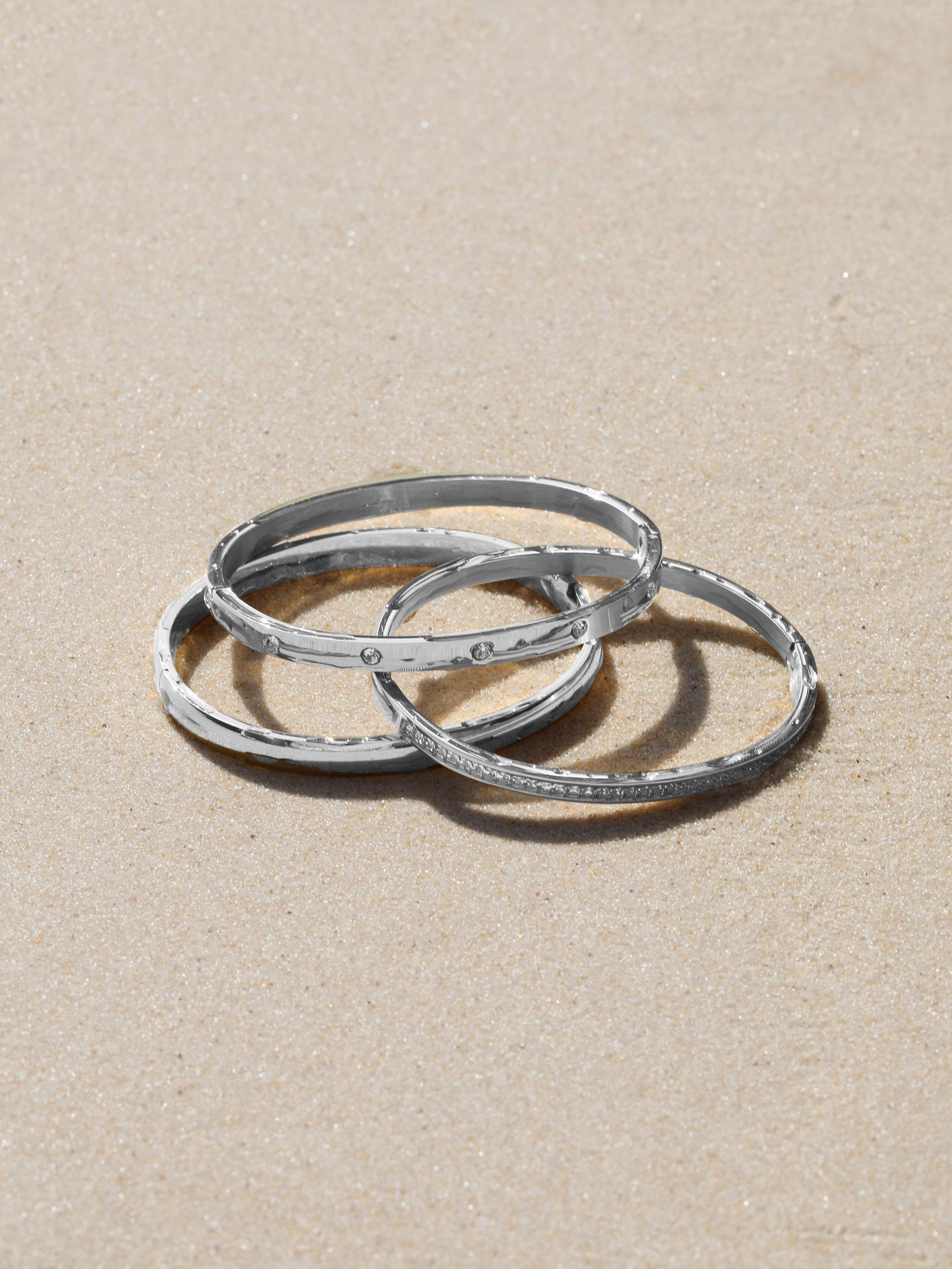 Jon Richard waterproof crystal polished bangle in silver, UK version