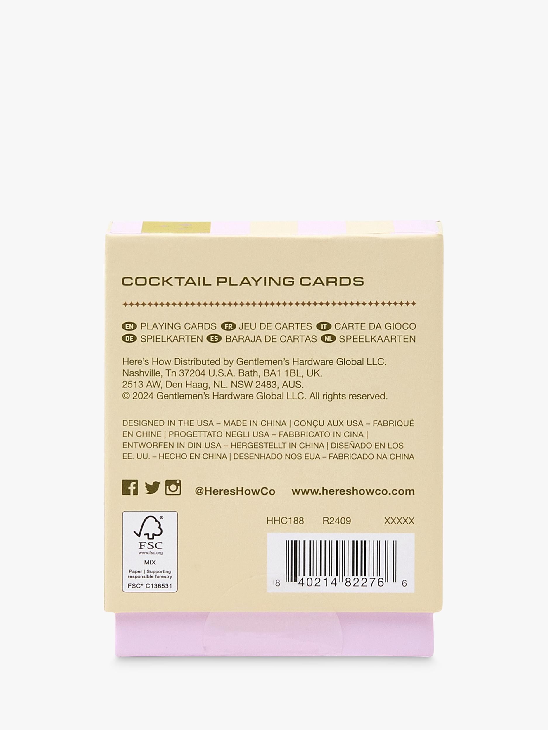 Cocktail playing cards with wine illustrations, UK version
