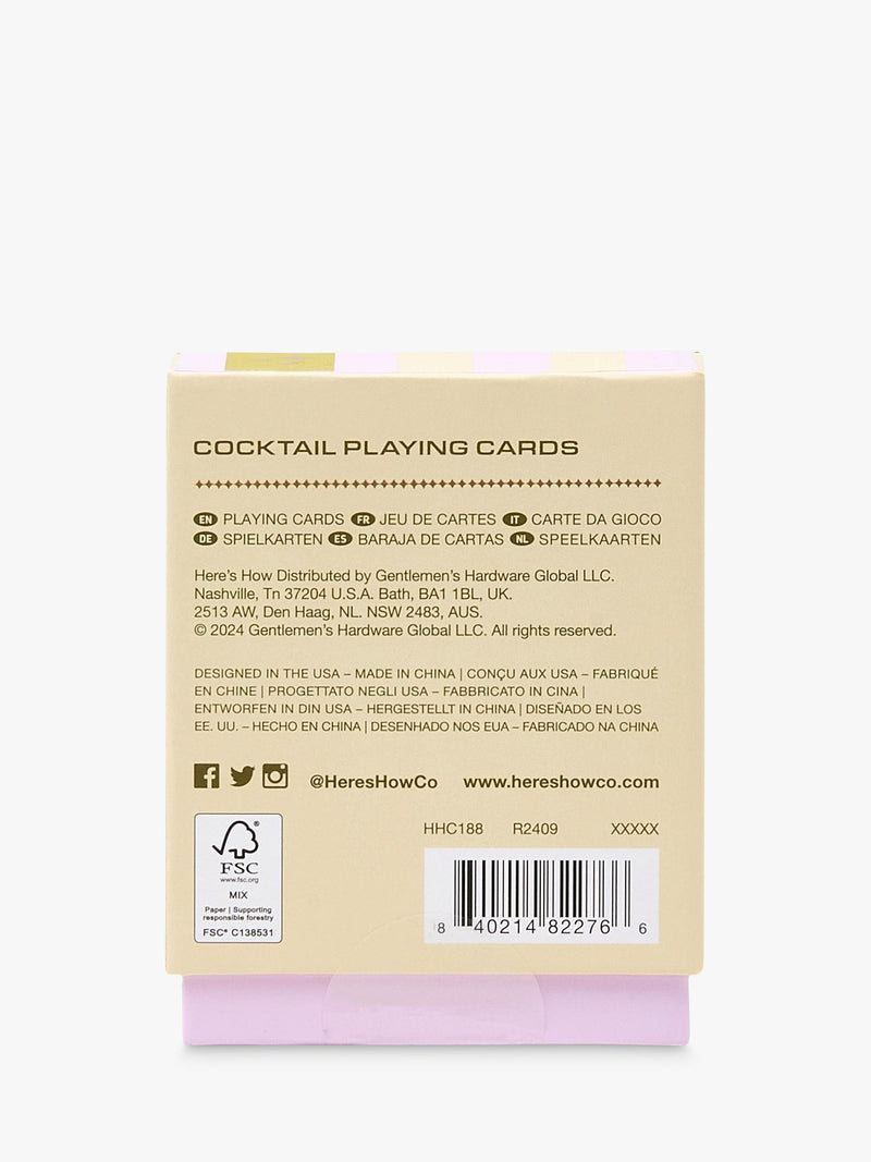 Cocktail playing cards with wine illustrations, UK version