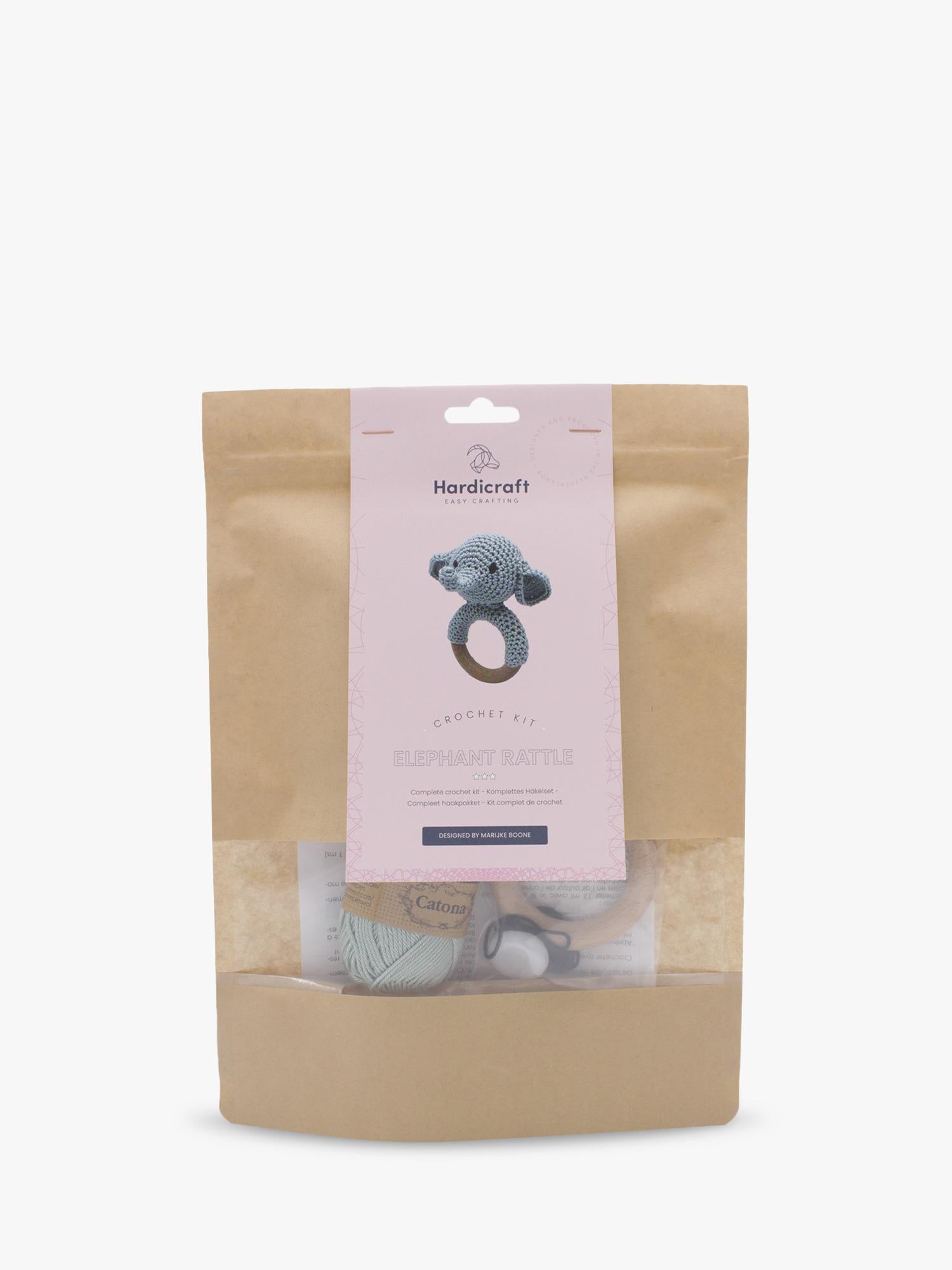 Hardicraft elephant rattle crochet kit, UK version