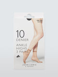 John Lewis 10 Denier ankle-high tights pack of 3, UK version