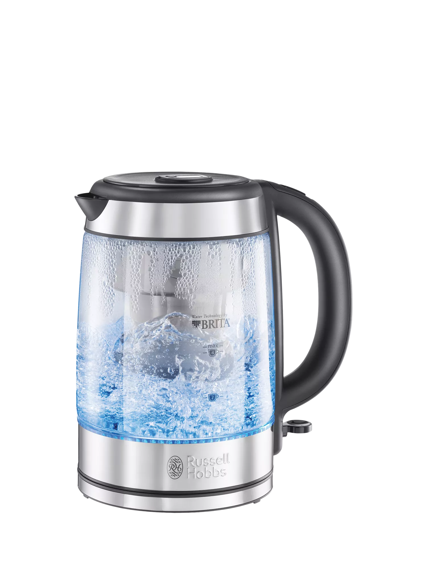 Russell Hobbs Glass Kettle Silver 1L, imported from the UK
