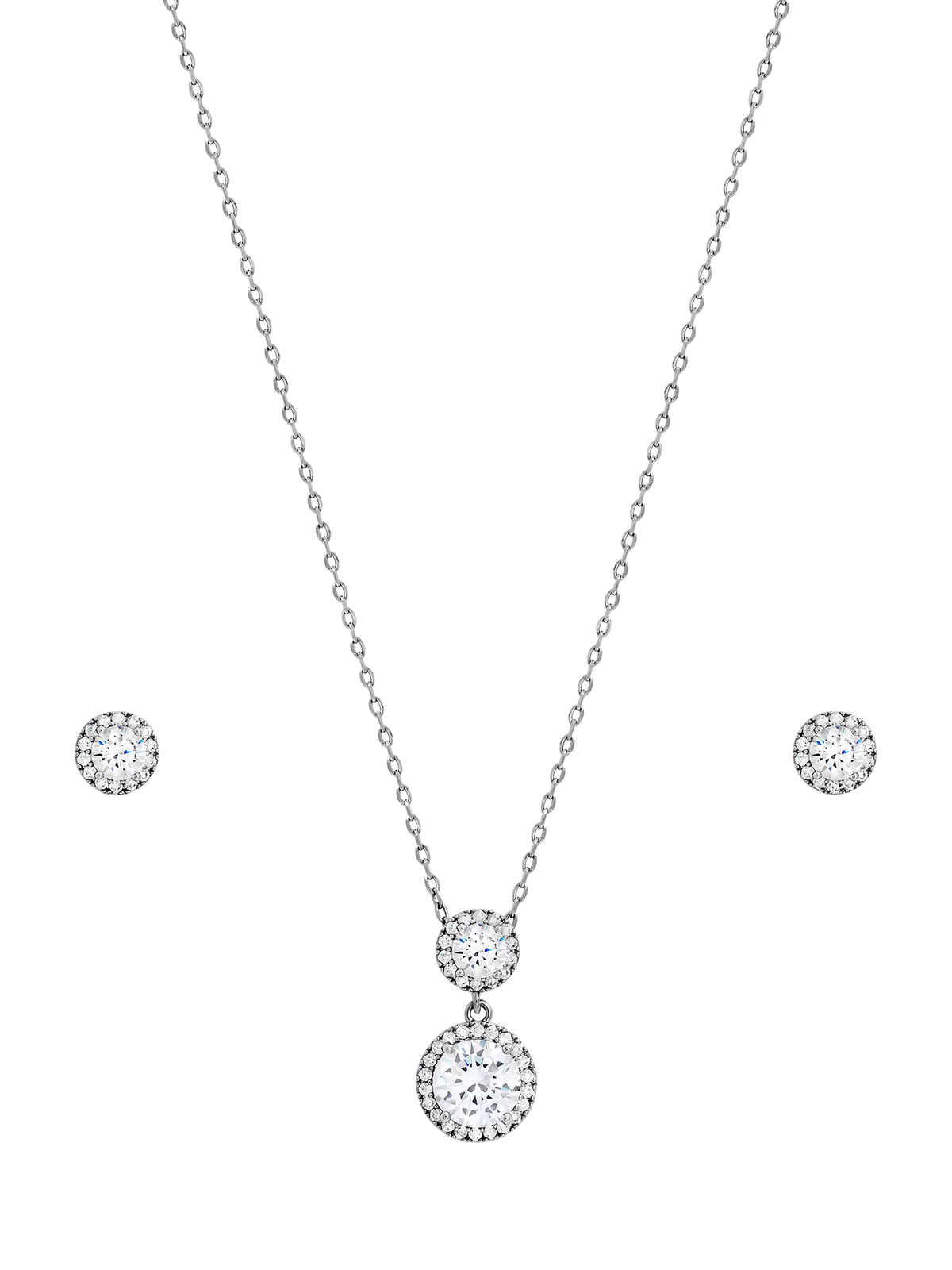 Jon Richard cubic zirconia drop earrings box set silver, UK version