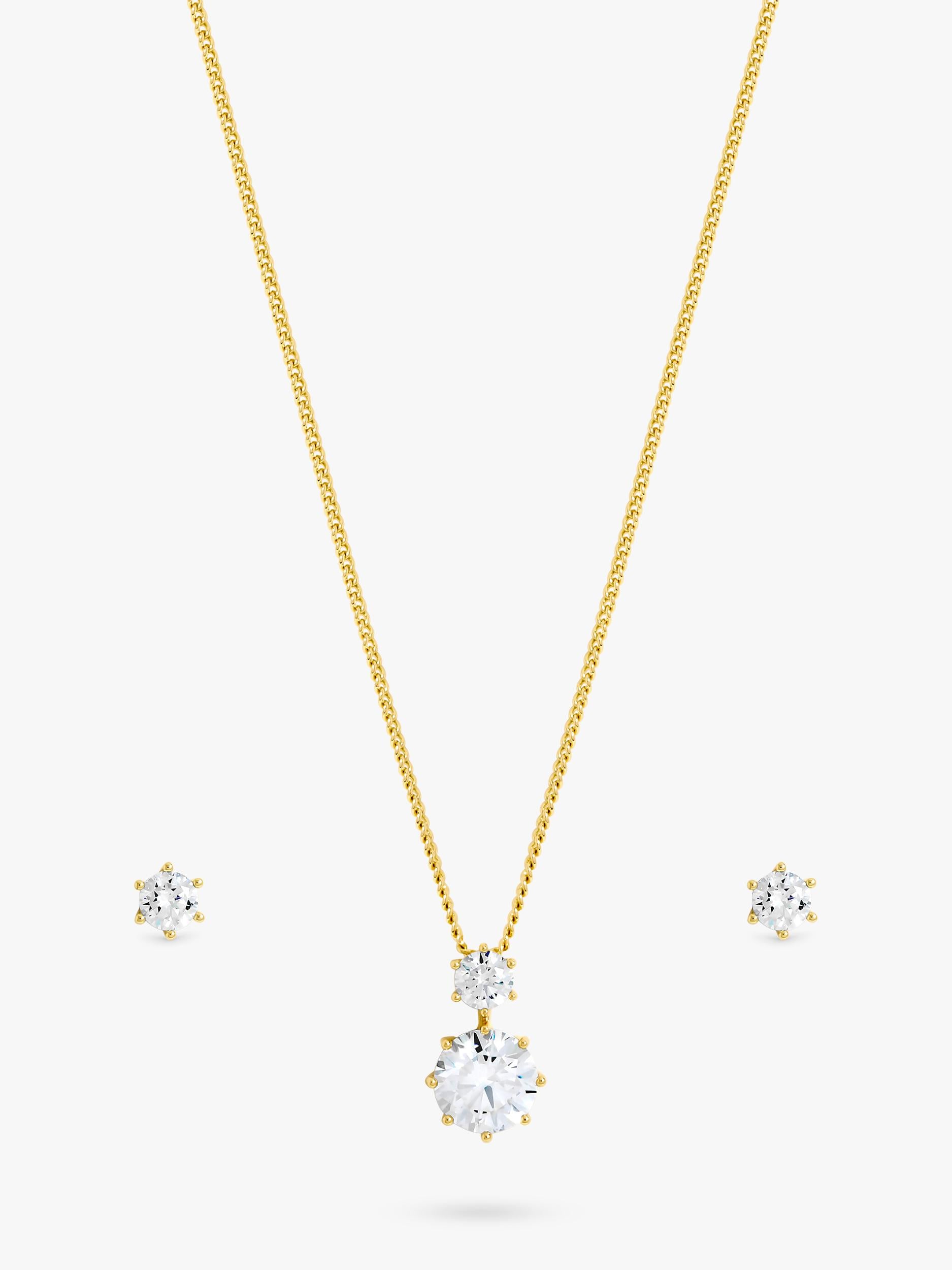Jon Richard cubic zirconia round drop gold earrings, UK version