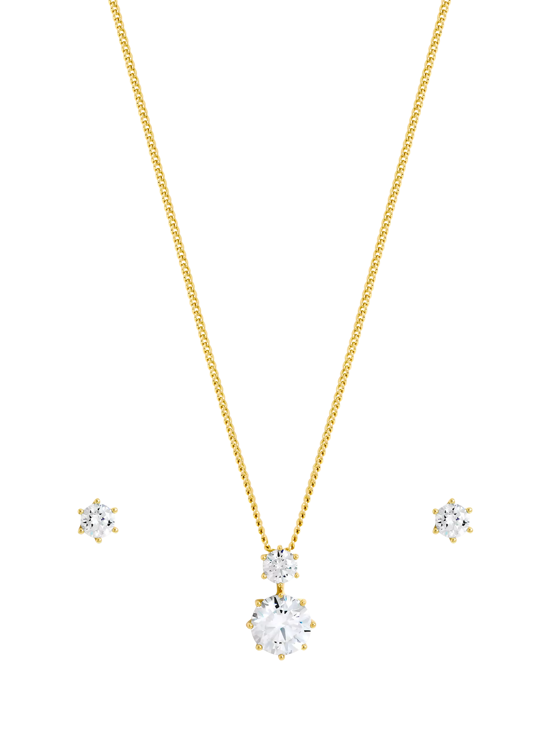 Jon Richard cubic zirconia round drop gold earrings, UK version