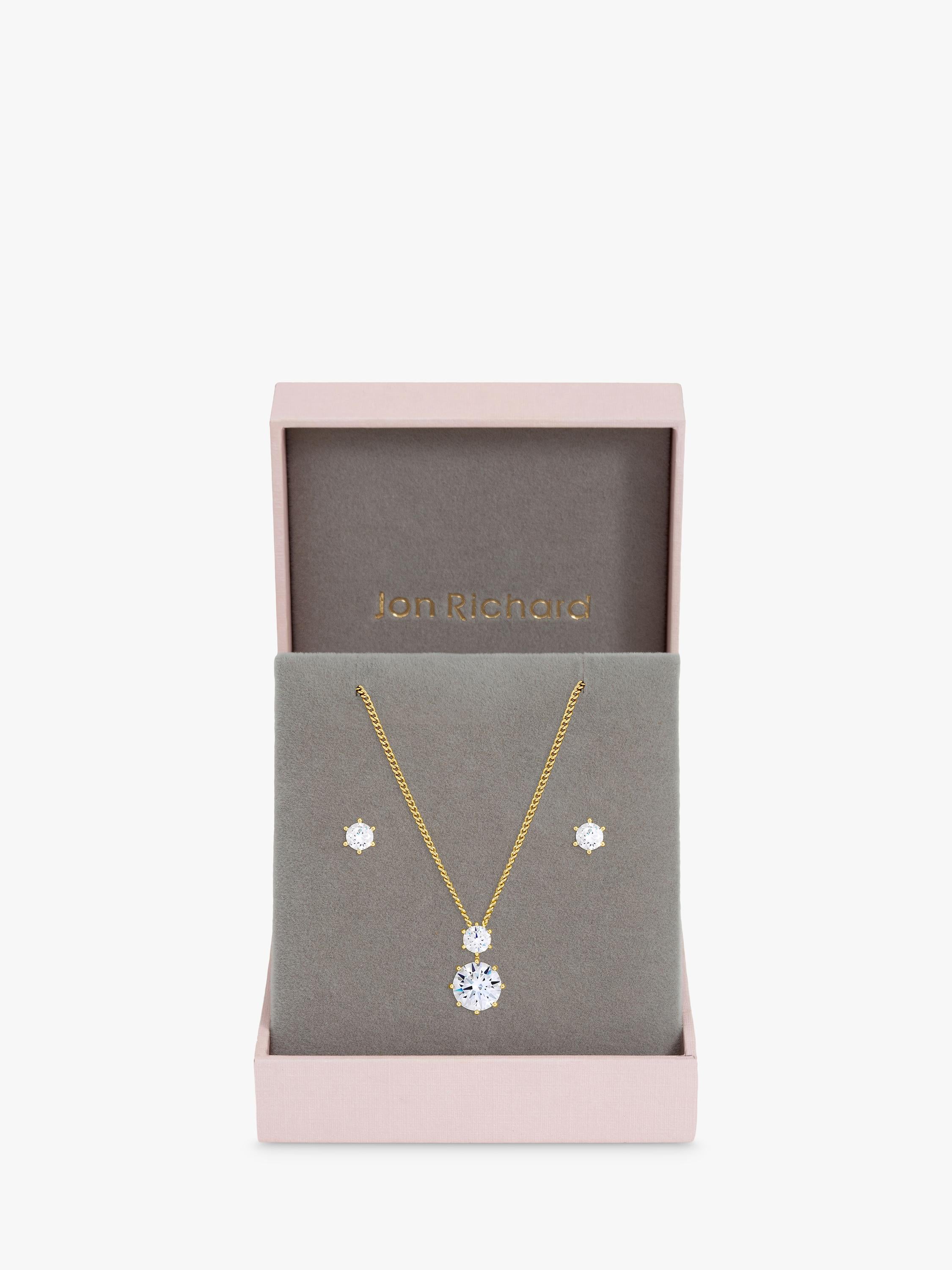 Jon Richard cubic zirconia round drop gold earrings, UK version