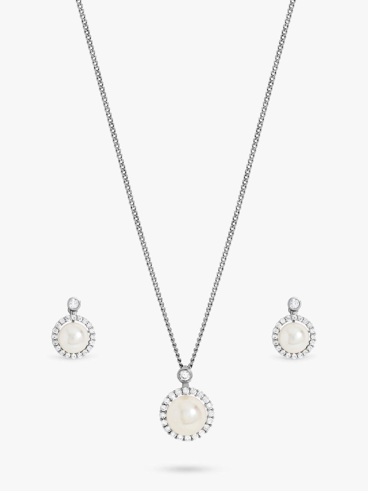 Gold-Plated Cubic Zirconia Pearl Halo Pierced Earrings Box Set
