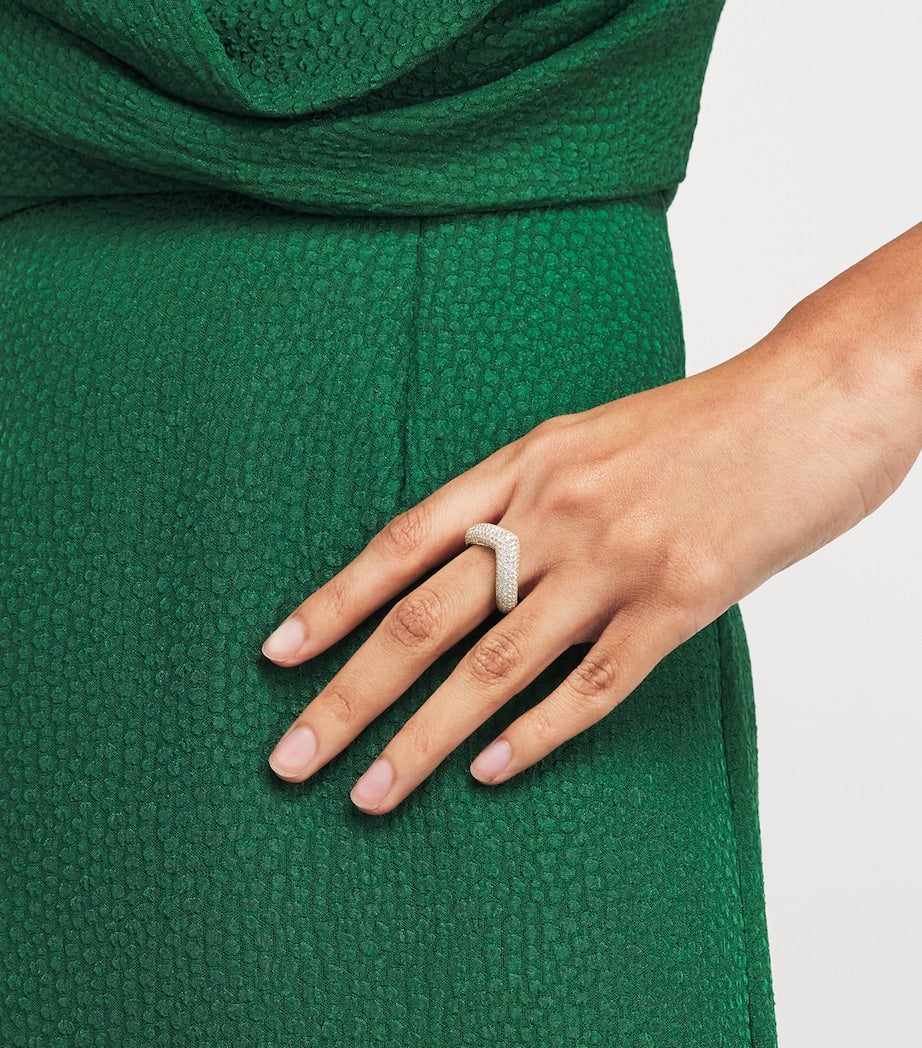 Engelbert yellow gold and diamond drop link ring - British product