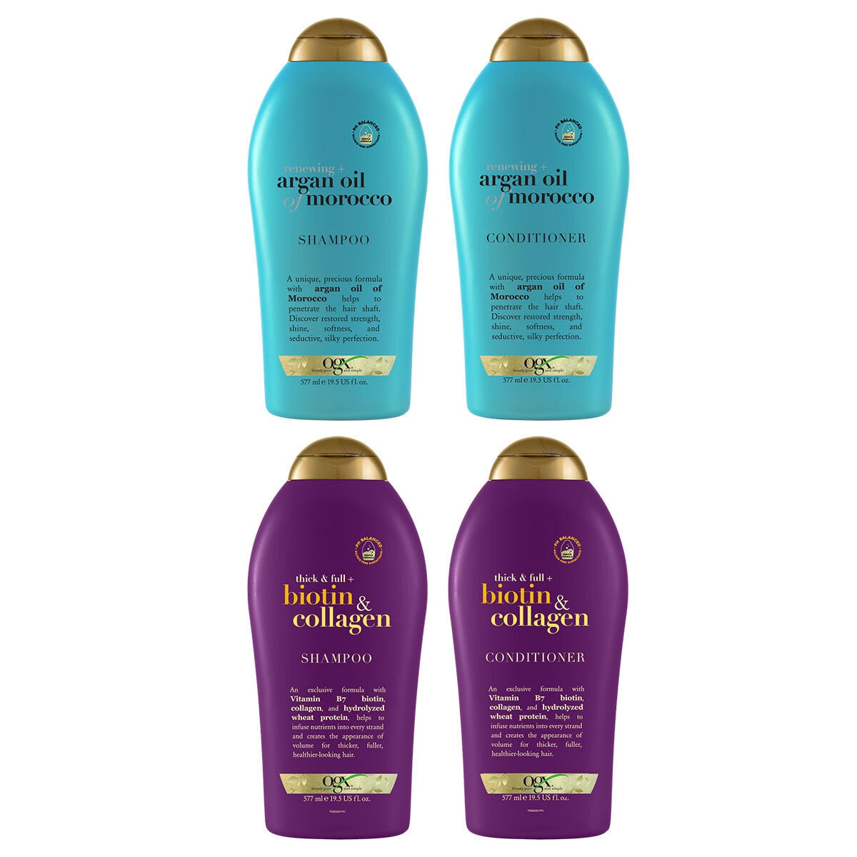 OGX shampoo and conditioner set 2 x 577ml, imported from the UK