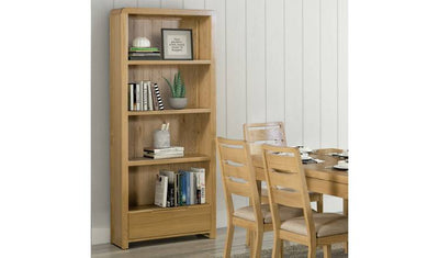 Julian Bowen Curve Tall Oak Solid Wood Bookcase