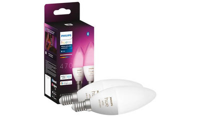 Philips Hue E14 Colour Smart Bulb with Bluetooth 2 Pack