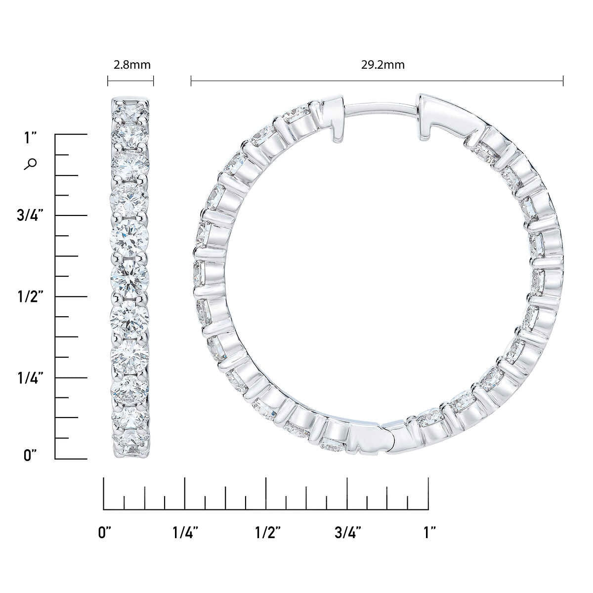Costco round brilliant cut diamond hoop earrings 4.00ctw 14ct white gold - British product
