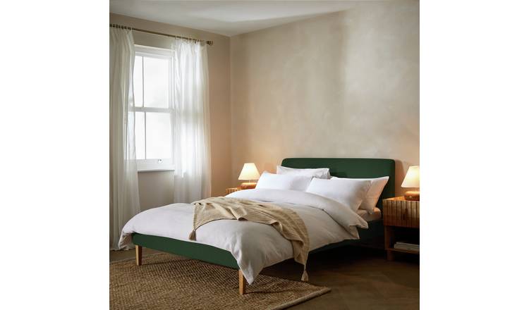 Habitat Ren Kingsize fabric bed frame in moss green, UK version