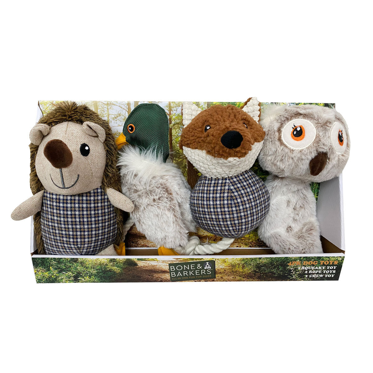 Bone & Barkers Plush Dog Toy 4 Pack Set - British product