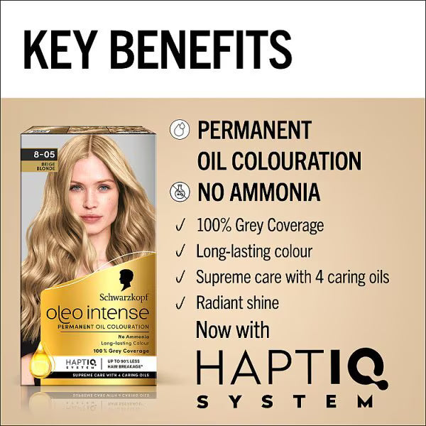 Schwarzkopf Oleo Intense Beige Blonde permanent hair dye (British brand)