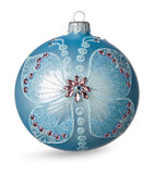 Pastel Blue Christmas Bauble with Gold Filigree and Sequins