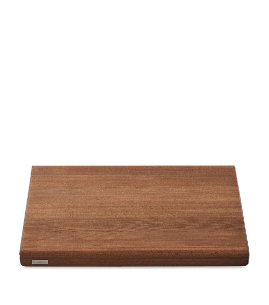 Beechwood Chopping Board with Stainless Steel Sleeve and Anti-Slip Feet, 50cm x 35cm