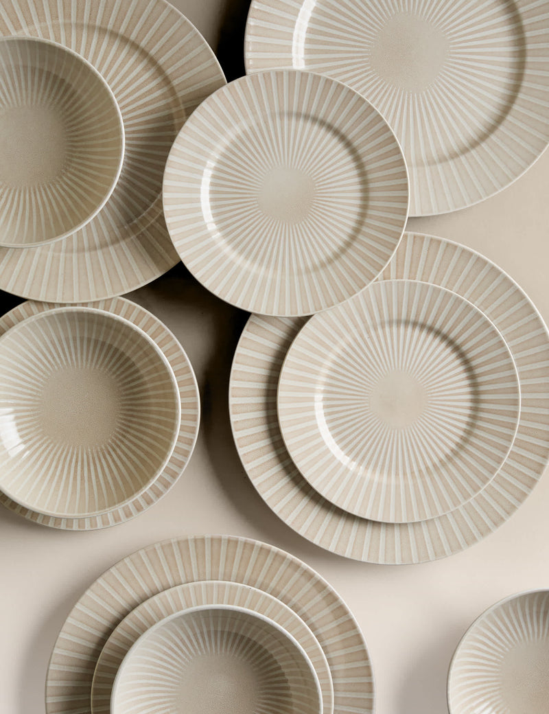 12 piece reactive striped dinner set, imported from the UK
