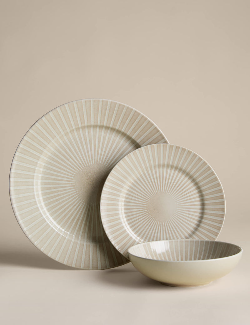 12 piece reactive striped dinner set, imported from the UK