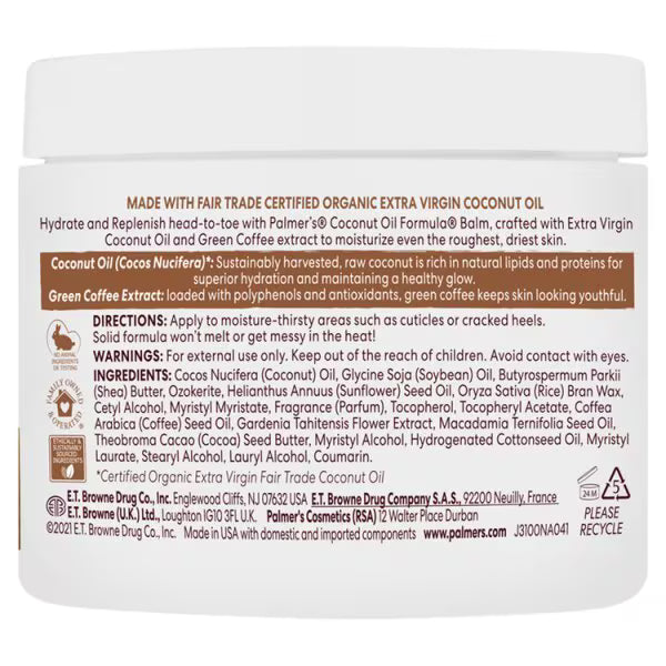 Palmer's Coconut Oil Balm 100g, imported from the UK