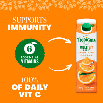 Tropicana multivitamin smooth orange fruit juice 850ml (British brand)