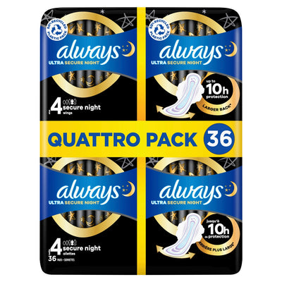 Always Ultra Night Quattro Sanitary Towels 36 Pack