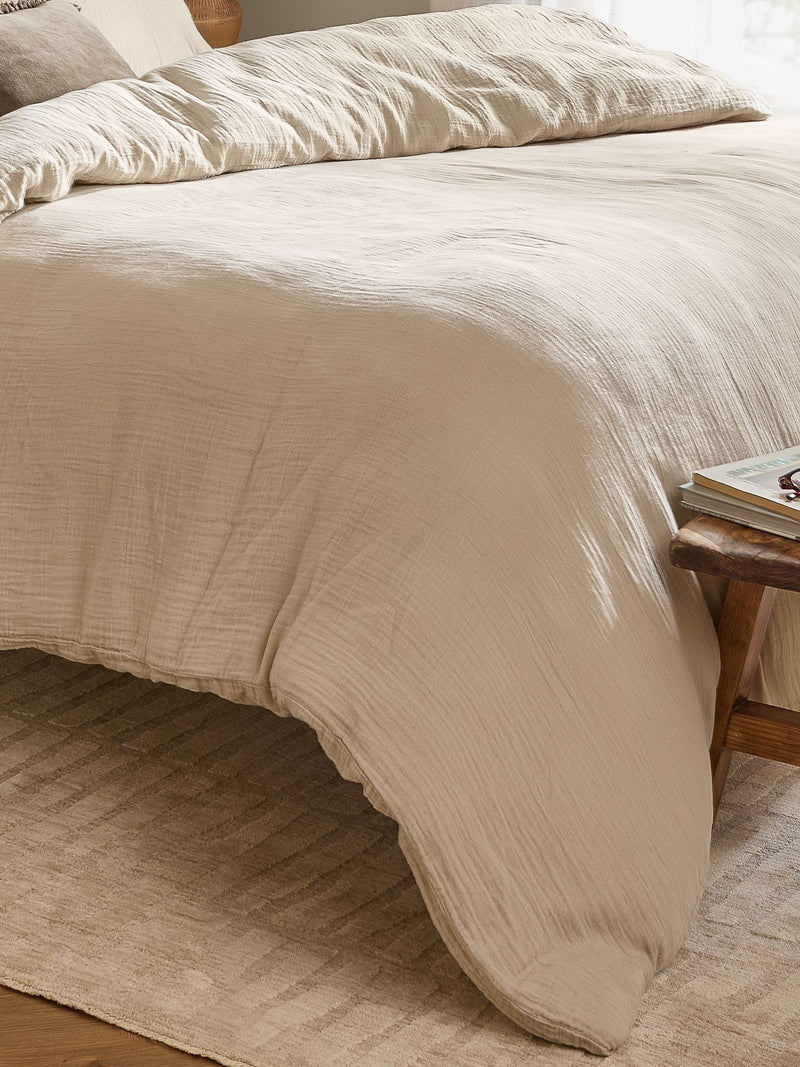 Yard Natural Lark Muslin 100% Cotton Duvet Cover and Pillowcase Set