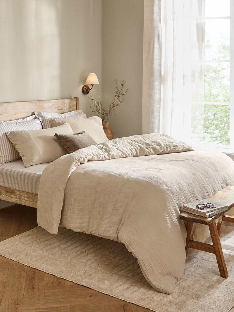 Yard Natural Lark Muslin 100% Cotton Duvet Cover and Pillowcase Set