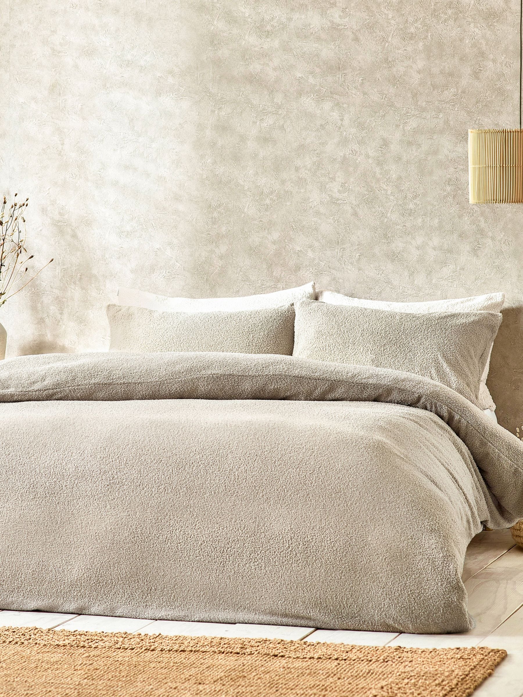 Greige Boucle Textured Duvet Cover Set