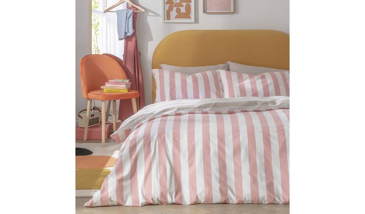 Habitat Summer Haze Stripe Pink Bedding Set Single, UK version