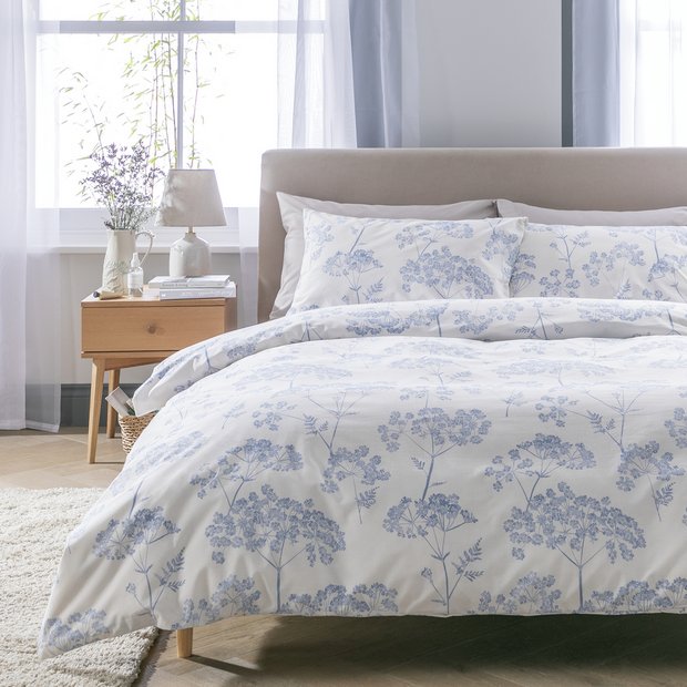 Argos Home Cow Parsley Blue & White Duvet Cover Set King Size - British product