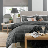 Argos Grid Check Grey Super King Duvet Cover and Pillowcase Set - British product