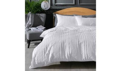 Argos Home Crinkle Weiß Bettbezug-Set Superking