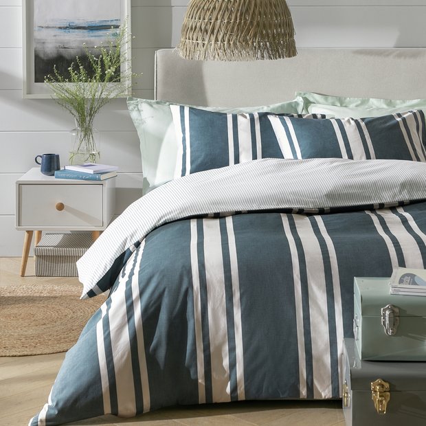 Habitat Coastal Stripe Blue duvet cover set for single bed, UK version