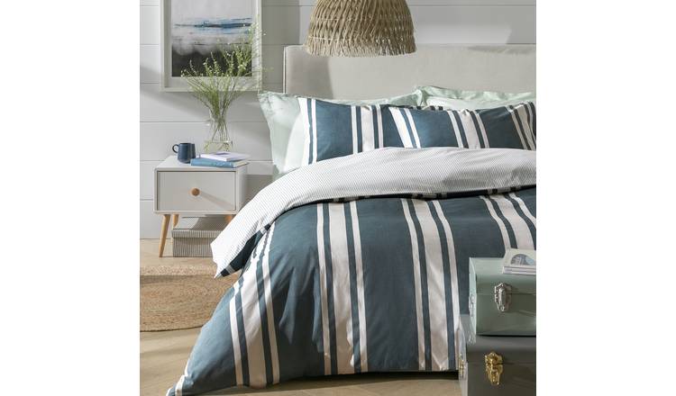 Habitat Coastal Stripe Blue duvet cover set for single bed, UK version