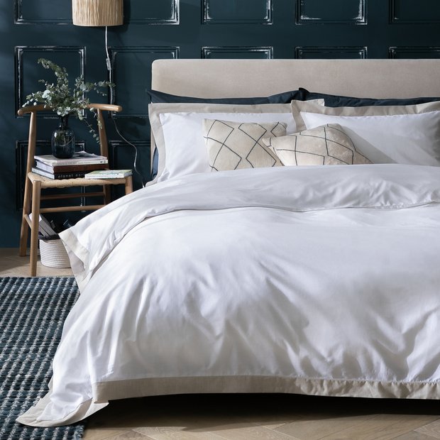 Habitat Cotton Oxford Edge White Double Bedding Set, UK version